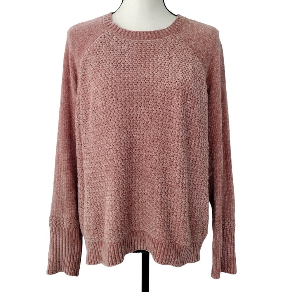 A New Day Snowbloom Rose Chenille Oversized Pullover Sweater